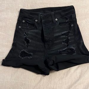 High rise black jean shorts